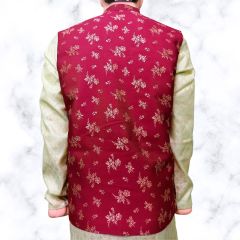 Floral Woven Design Nehru Jacket