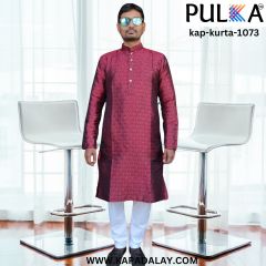 Kela Silk Leaf design Kurta Pajama Set for Men
