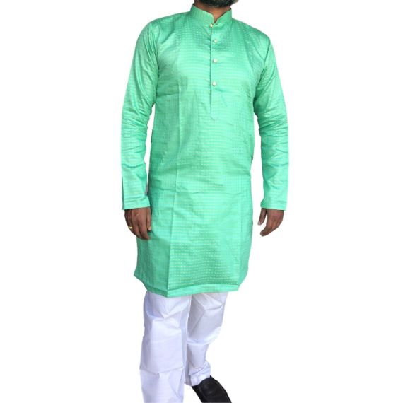 Pulka Men's Cotton Doriya Line Kurta Pajama Set