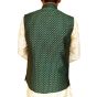 Pulka Men's Woven Design Jacquard Nehru Jacket (Dark Green)