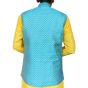 Pulka Men's Woven Design Jacquard Nehru Jacket (Sky Blue)