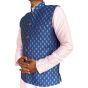 Pulka Men's Woven Design Jacquard Nehru Jacket (Navy Blue)