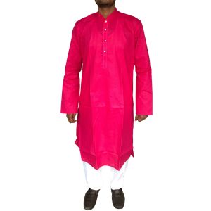 Pulka Men's Cotton Striped Line Kurta pyjama set(Pink)