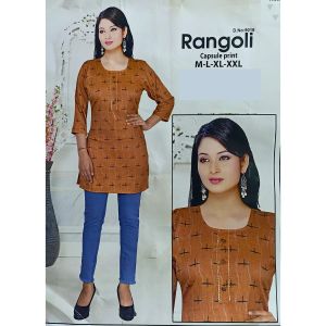 Rangoli Printed Short Kurti for Women