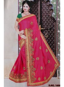 Ethnic Motifs Woven Embroidery Traditional Saree With Blouse Piece