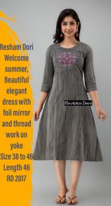 Cotton Kurti With Decent Embroidery On Yoke