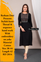 Cotton kurti with hand work and embroidery